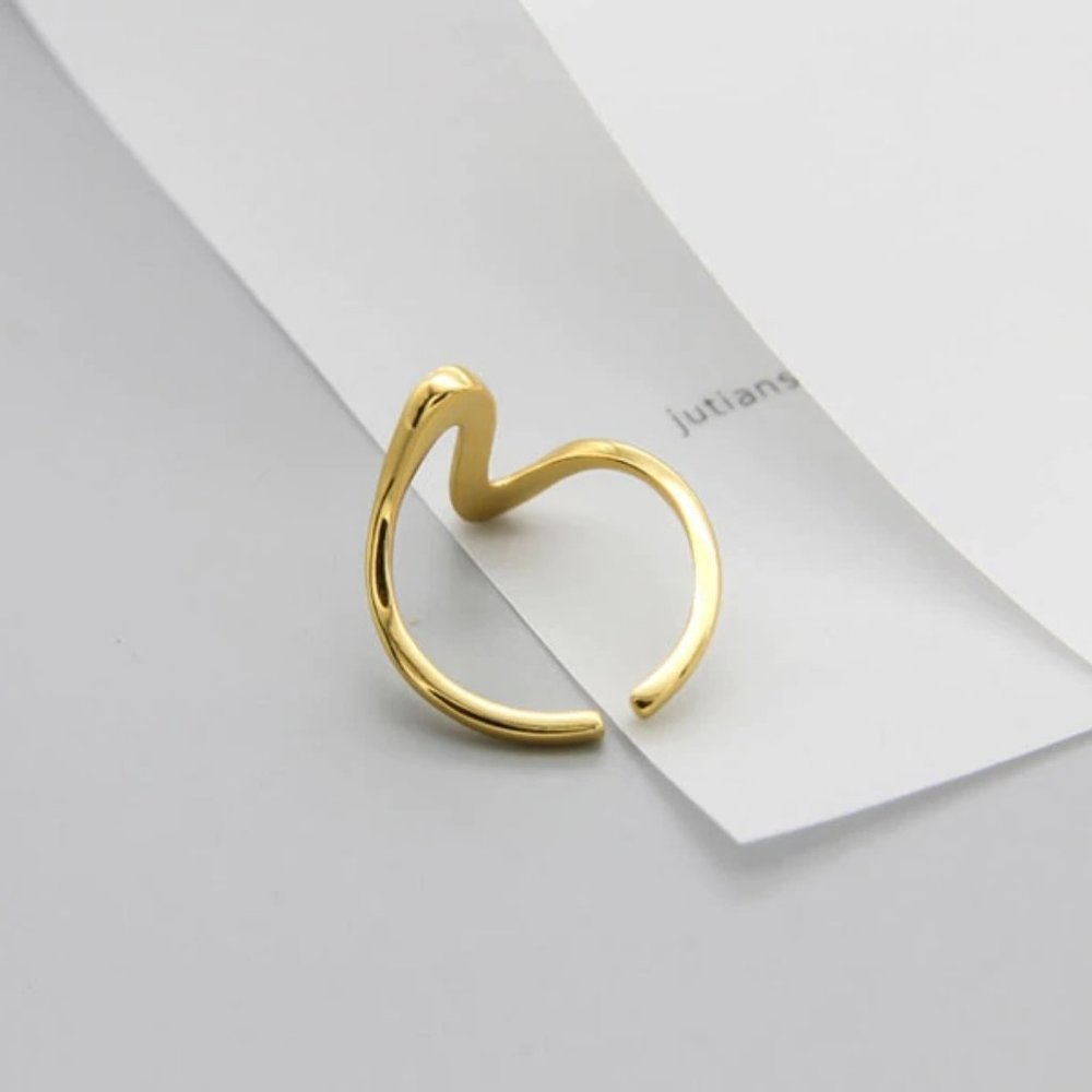 *NEW Gold/Sterling Silver Wave Adjustable Ring - Picture 4 of 11